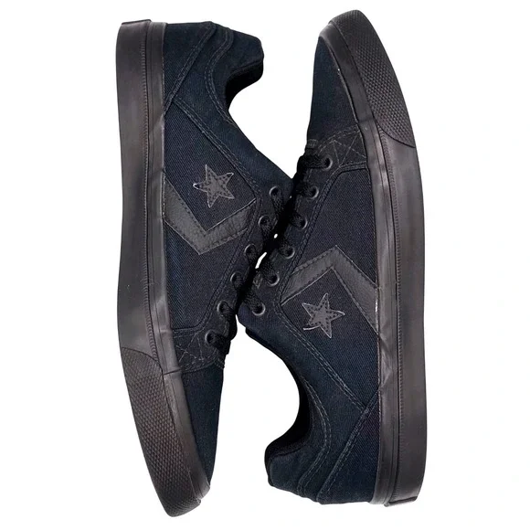 Converse El Distrito Mens 9 Womens 10.5 Triple Black Canvas Sneakers 159786C - Picture 6 of 8